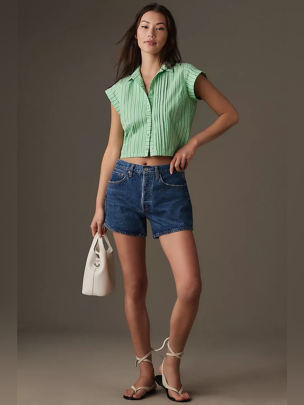 Maeve Collared Shrunken Buttondown Blouse. Size:S NWT